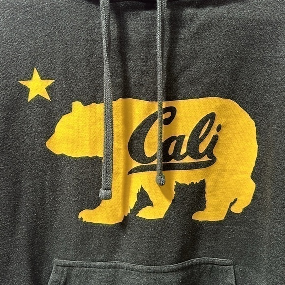Smart Blanks Mens Gray Yellow Cali California Hooded Pullover Sweatshirt Size L - Picture 4 of 5